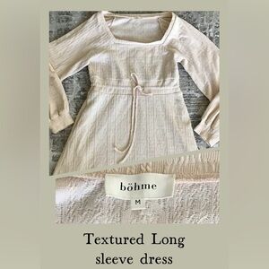 bohme 🌺 Boho Women’s Cream colored Long sleeve Textured dress  Med